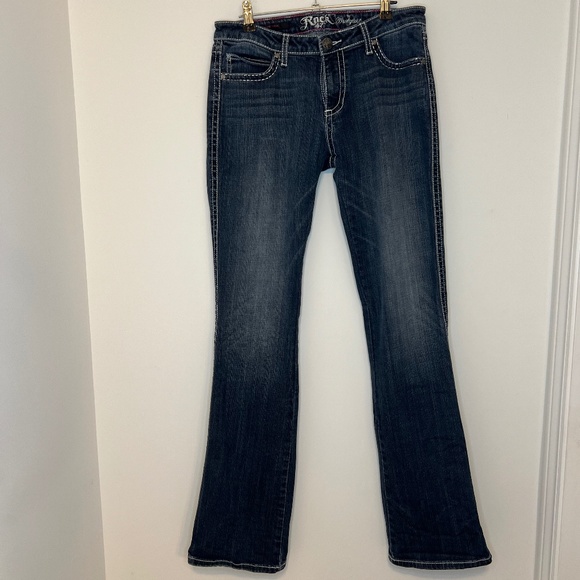Wrangler Rock 47Jeans Women’s 29x34 Embroidered Stitched Low Rise Flare Boot Cut - Picture 3 of 16